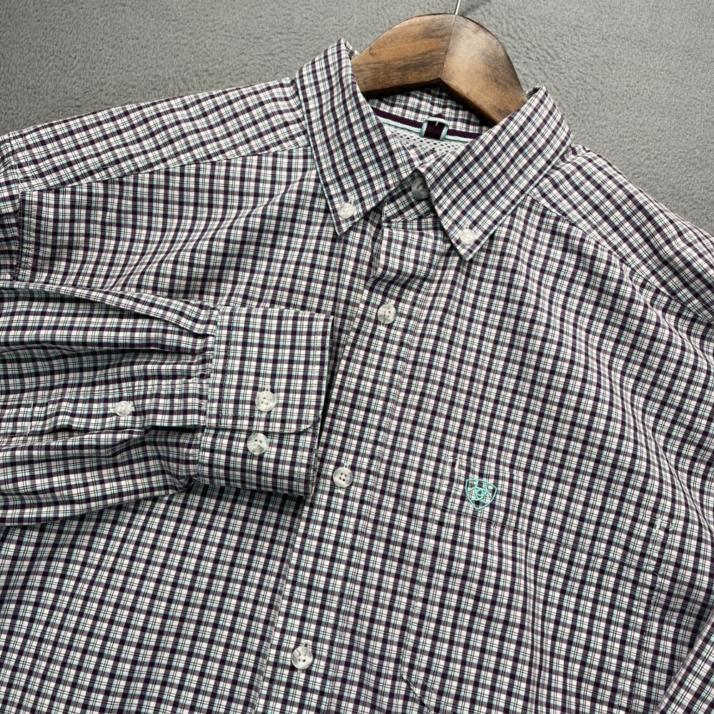 Ariat Shirt Mens Large Multicolor Cotton Classic Fit Button Down Western Plaid